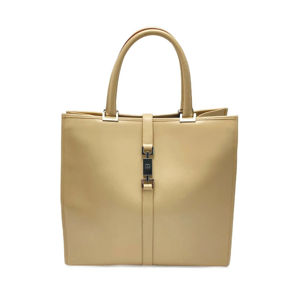 GUCCI Jackie Tote Bag Beige Leather